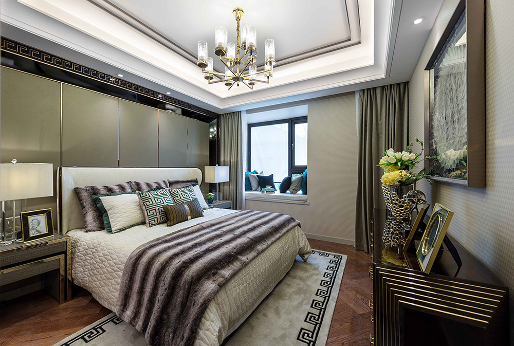 南宁龙光玖珑湖三居136平米欧式风格室内装修案例-卧室